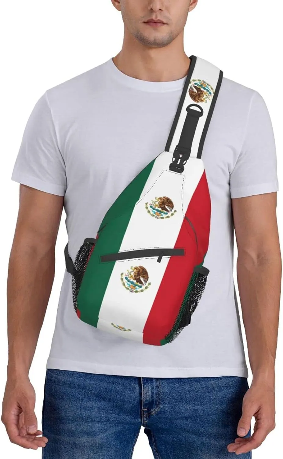 Mexican Flag Hiking Daypacks Cross-body Sling Backpack for Men Women Outdoor Cycling Hiking Travel