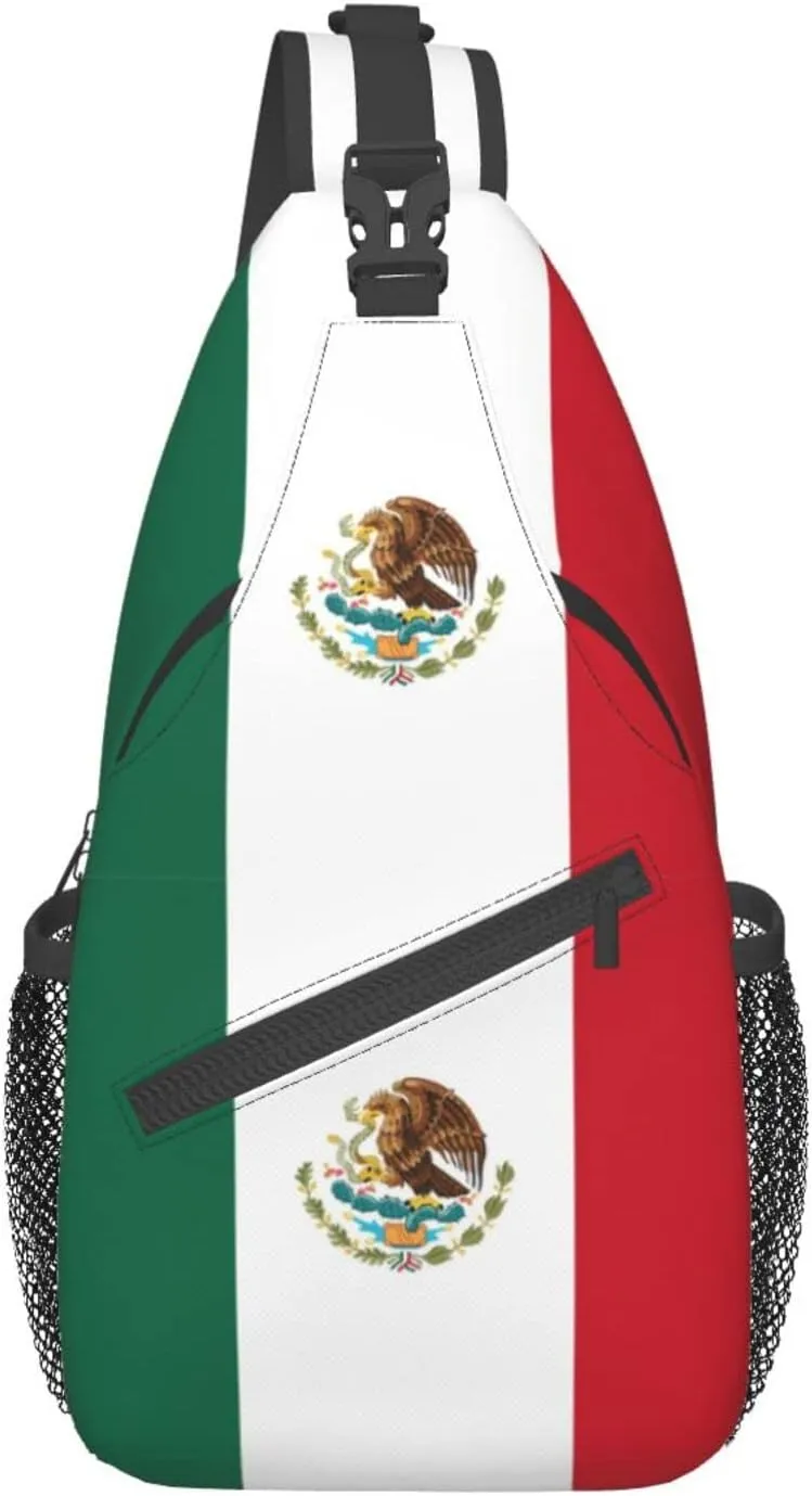 Mexican Flag Hiking Daypacks Cross-body Sling Backpack for Men Women Outdoor Cycling Hiking Travel