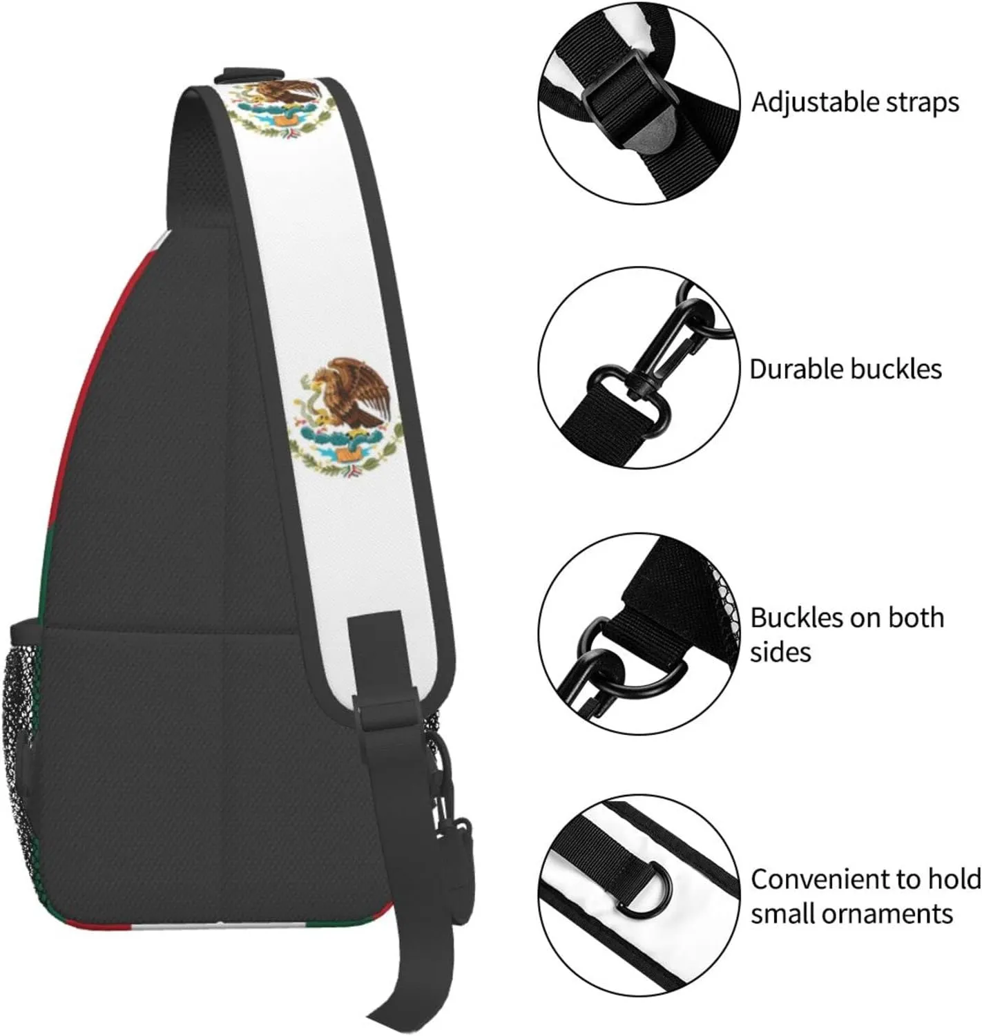 Mexican Flag Hiking Daypacks Cross-body Sling Backpack for Men Women Outdoor Cycling Hiking Travel