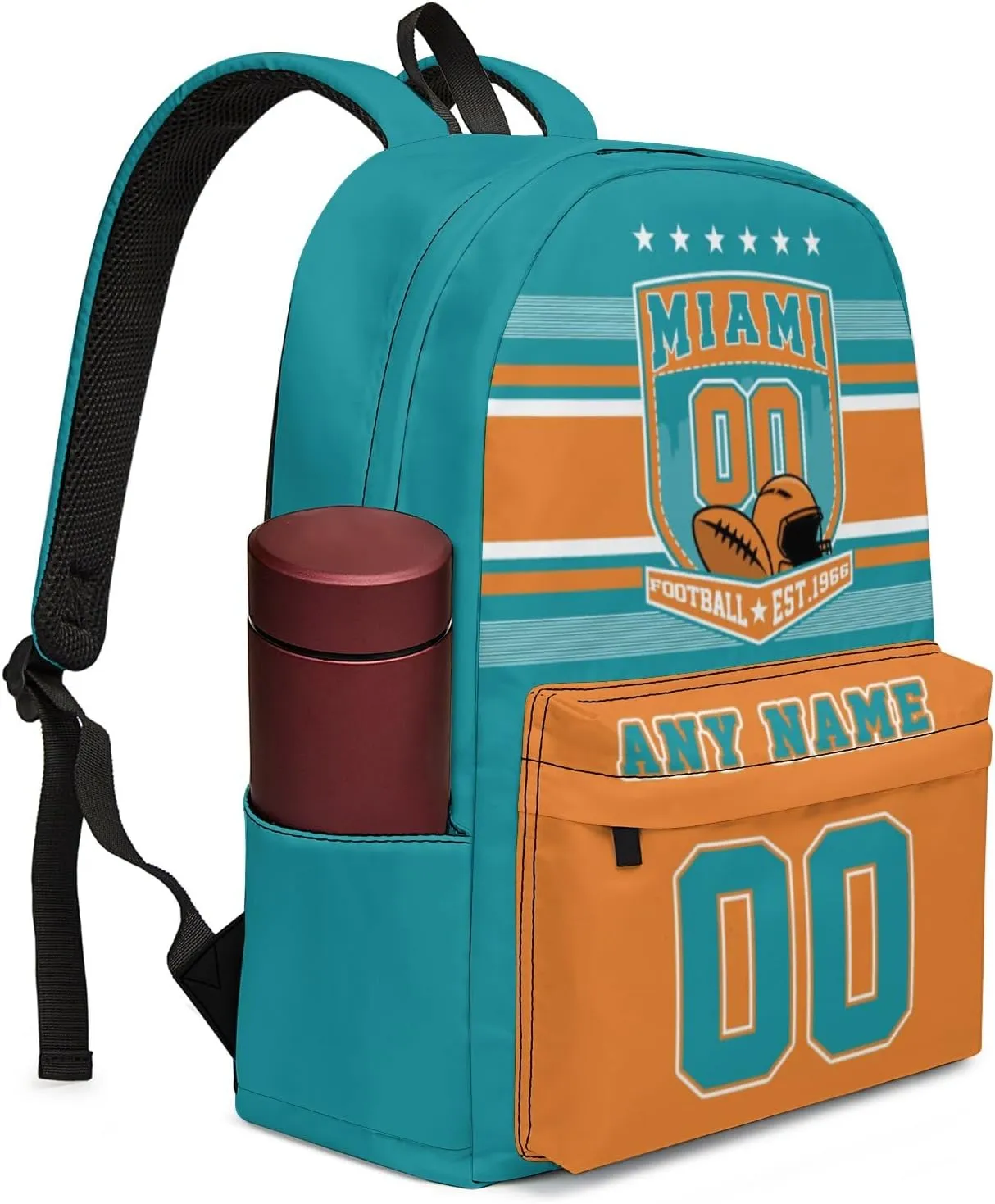 Miami Backpack Custom Name Number 17Inch Large Capacity Shoulder Travel Bag Personalized Laptop Bag Fans Gift for Boy Girl Men Women