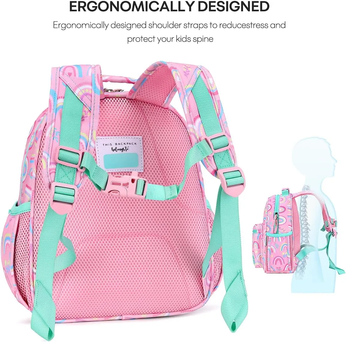 mibasies Toddler Backpack for Girls 2-4, Rainbow Backpack for Preschool Daycare