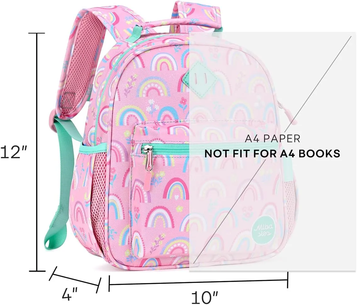 mibasies Toddler Backpack for Girls 2-4, Rainbow Backpack for Preschool Daycare