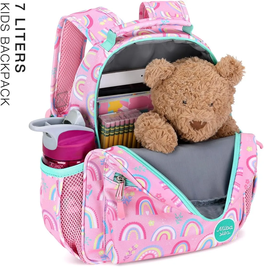 mibasies Toddler Backpack for Girls 2-4, Rainbow Backpack for Preschool Daycare