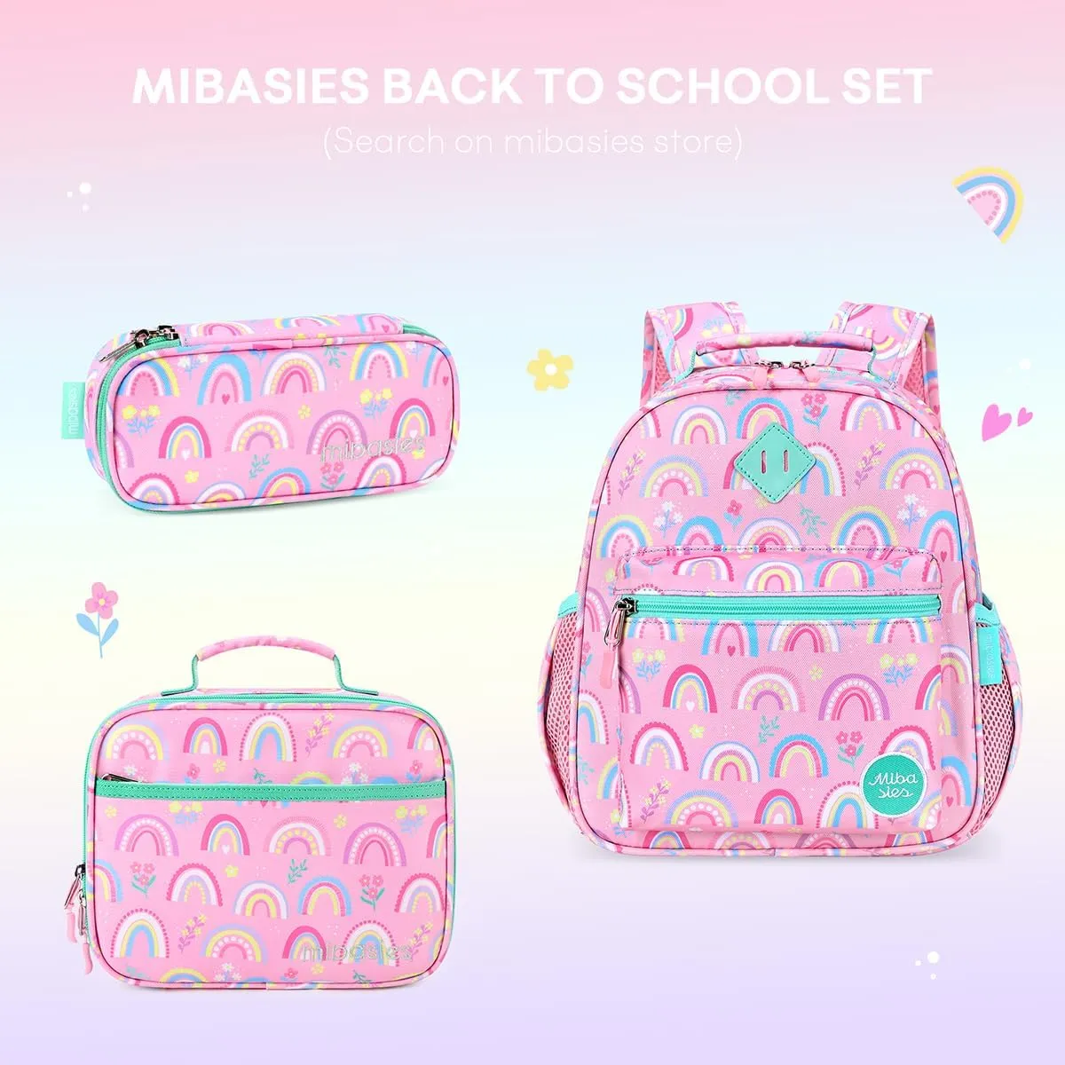 mibasies Toddler Backpack for Girls 2-4, Rainbow Backpack for Preschool Daycare