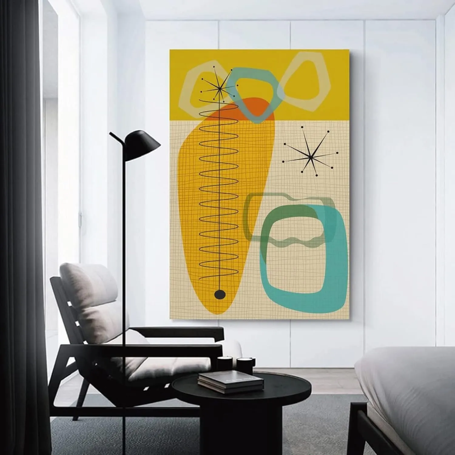 Mid Century Modern Atomic Art, Retro Style Wall Art, Danish Scandi Wall Art, Eames Style Poster Canvas Art Poster And Wall Art Picture Print Modern Family Bedroom Decor Posters 12x18inch(30x45cm)