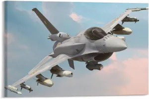 Military Aircraft General Dynamics F-16 Fighting Falcon Canvas Poster Bedroom Decor Sports Landscape Office Room Decor Gift,Canvas Poster Wall Art Decor Print Picture Paintings for Living Room Bedroom