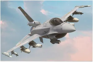 Military Aircraft General Dynamics F-16 Fighting Falcon Canvas Poster Bedroom Decor Sports Landscape Office Room Decor Gift,Canvas Poster Wall Art Decor Print Picture Paintings for Living Room Bedroom