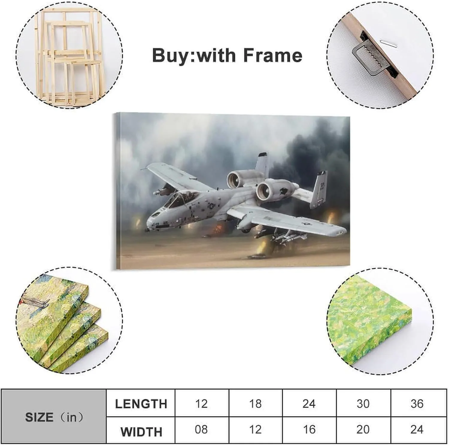 Military Poster Attack Aircraft A10 Warthog Thunderbolt II Poster 46 Canvas Poster Art Poster Album Cover Posters for Bedroom Wall Art Canvas Posters Music Album Cover Poster 08x12inch(20x30cm) Frame-