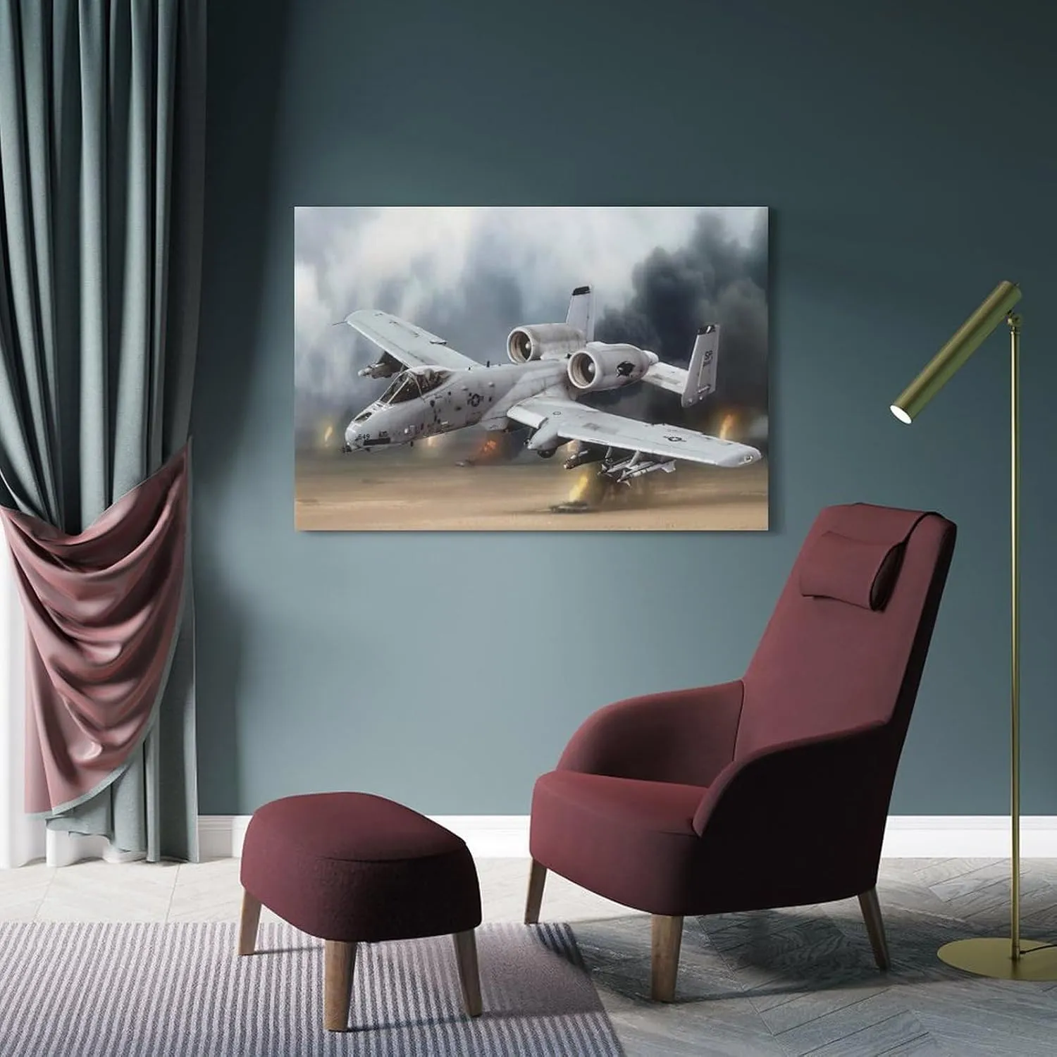 Military Poster Attack Aircraft A10 Warthog Thunderbolt II Poster 46 Canvas Poster Art Poster Album Cover Posters for Bedroom Wall Art Canvas Posters Music Album Cover Poster 08x12inch(20x30cm) Frame-