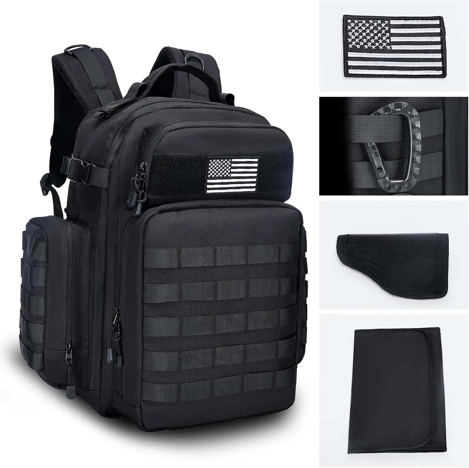Military Tactical Backpack for Men and Women Molle System,Camping Hiking Trekking Daypack Bug Out Bag(Black)