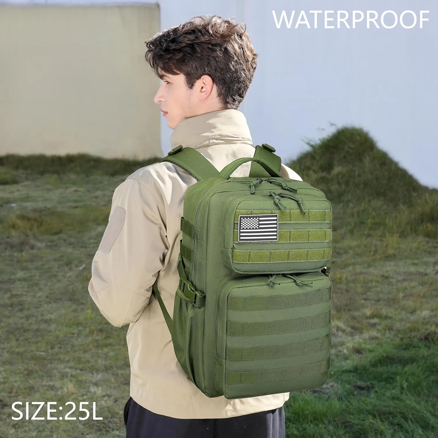 Military Tactical Backpack for Men Waterproof Daypack 3 Day Assault Pack Molle Bag with Water Bottle Holder