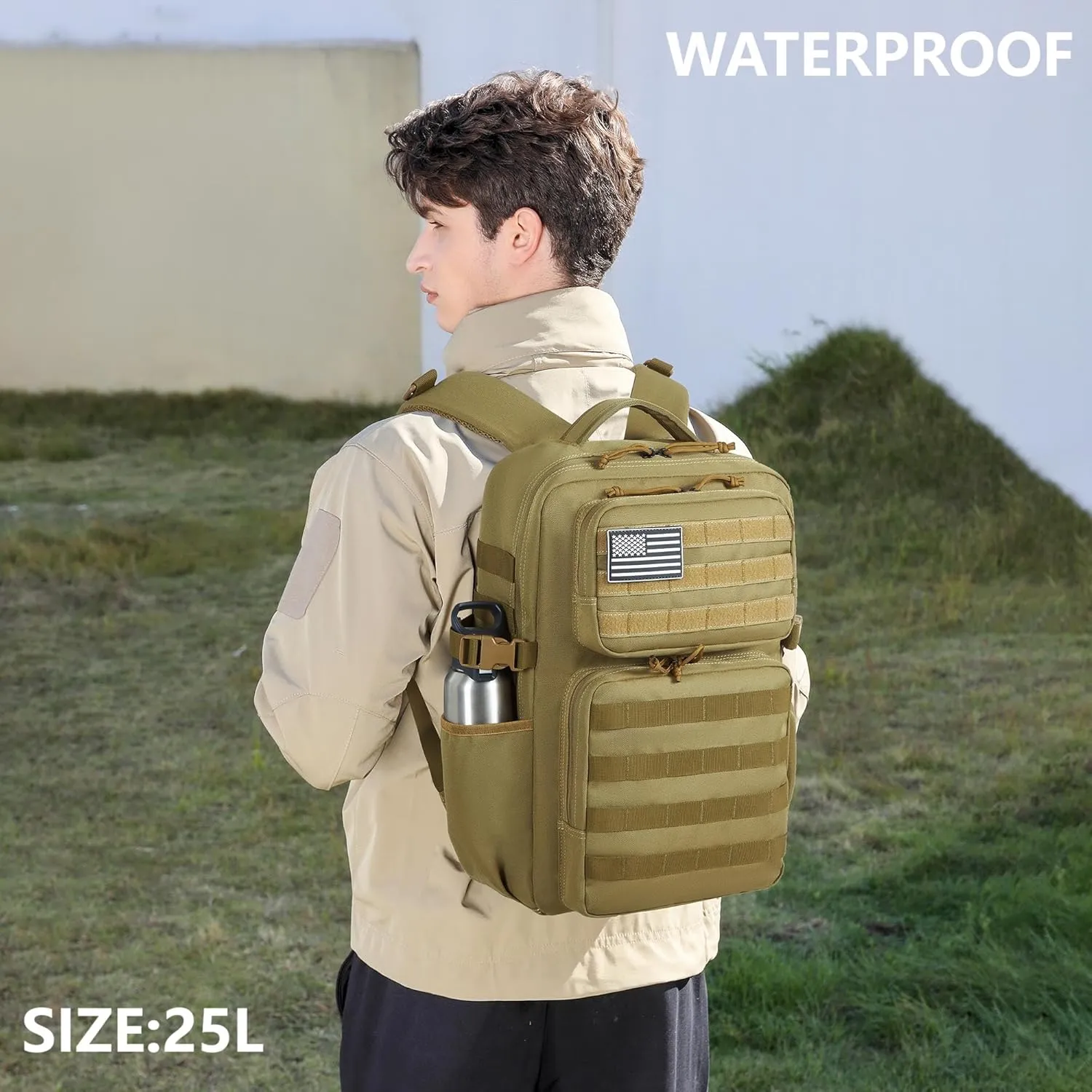 Military Tactical Backpack for Men Waterproof Daypack 3 Day Assault Pack Molle Bag with Water Bottle Holder