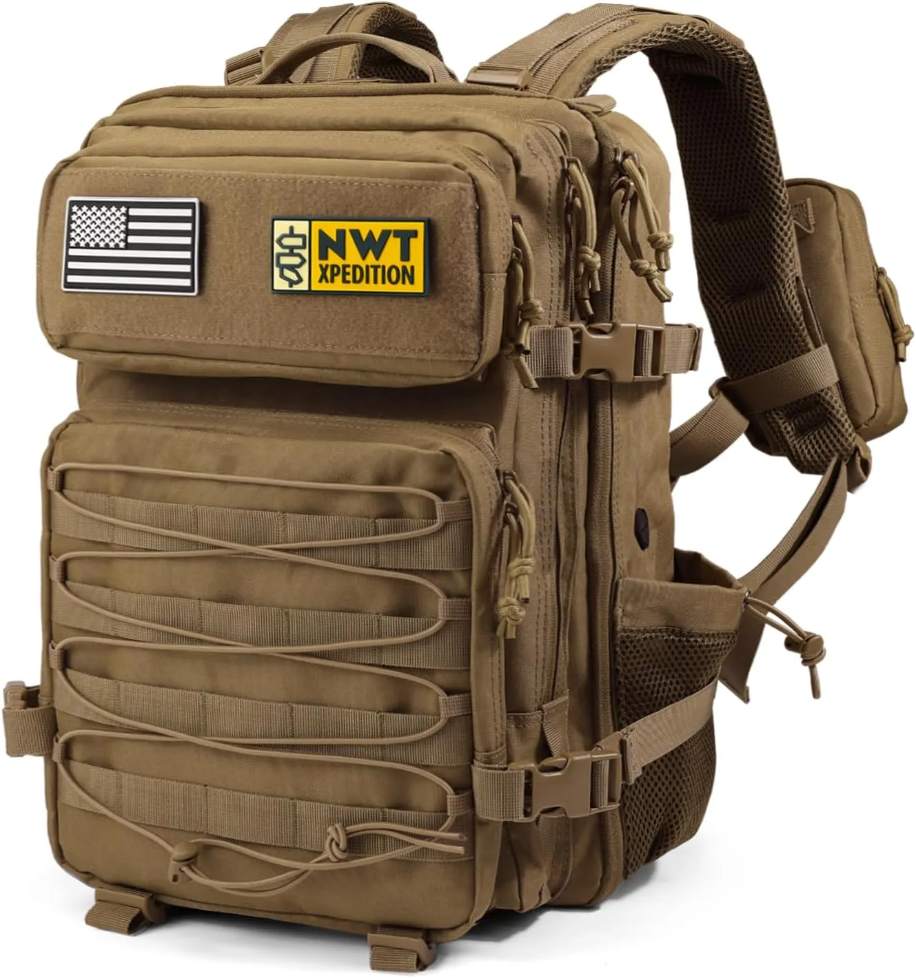 Military Tactical Backpack,Sturdy Work & Molle Laptops Rucksack,Army Pack for Hiking Camping Travel Fishing Gym,Khaki