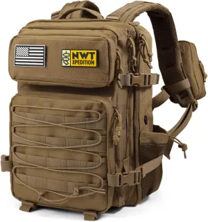 Military Tactical Backpack,Sturdy Work & Molle Laptops Rucksack,Army Pack for Hiking Camping Travel Fishing Gym,Khaki
