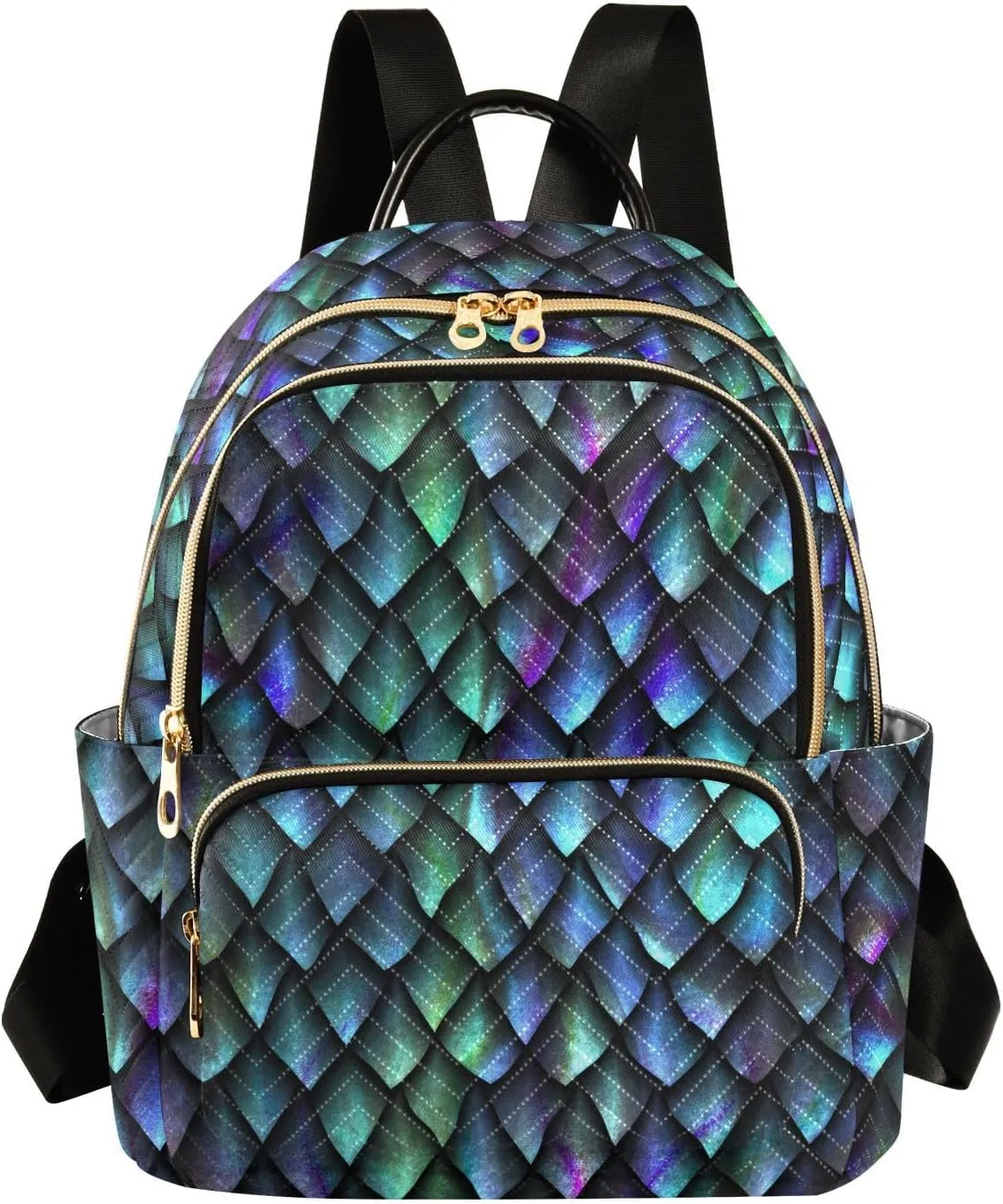 Mini Backpack Dragon Scale Fashion Backpack Purse for Women,Handbag Shoulder Bag Casual Daypack, Ladies Gift for College Work (S)