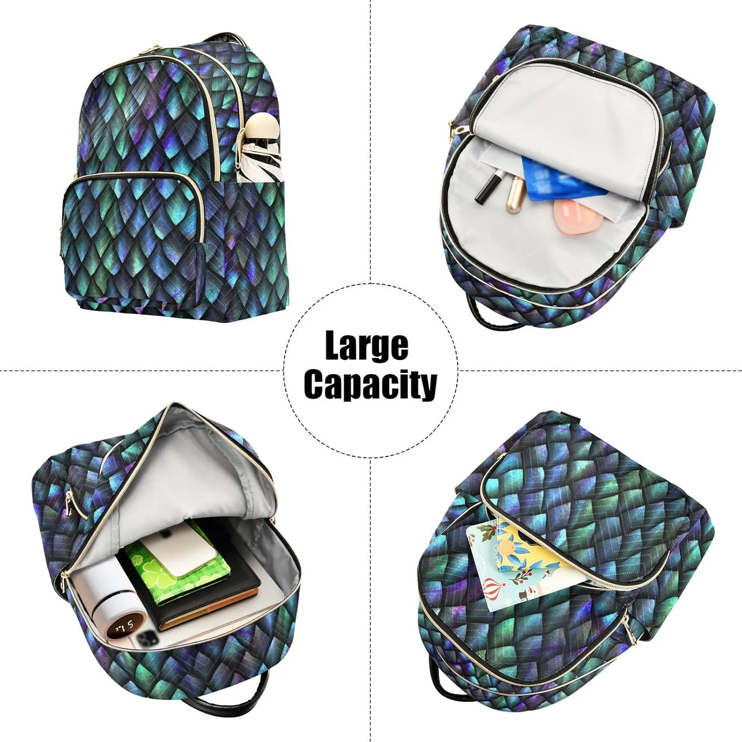 Mini Backpack Dragon Scale Fashion Backpack Purse for Women,Handbag Shoulder Bag Casual Daypack, Ladies Gift for College Work (S)