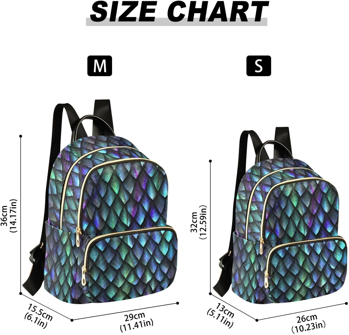 Mini Backpack Dragon Scale Fashion Backpack Purse for Women,Handbag Shoulder Bag Casual Daypack, Ladies Gift for College Work (S)