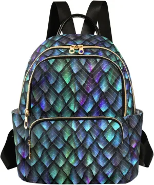 Mini Backpack Dragon Scale Fashion Backpack Purse for Women,Handbag Shoulder Bag Casual Daypack, Ladies Gift for College Work (S)