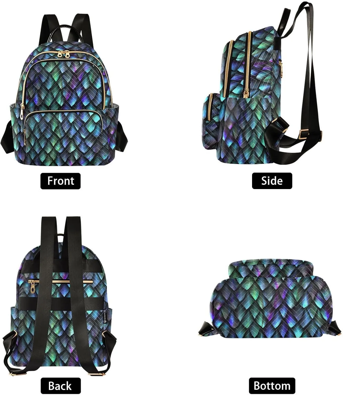 Mini Backpack Dragon Scale Fashion Backpack Purse for Women,Handbag Shoulder Bag Casual Daypack, Ladies Gift for College Work (S)