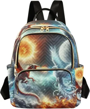 Mini Backpack for Women Dragon Phoenix Universe Mini Backpack Purse Lightweight Small Daypack, 8.5L