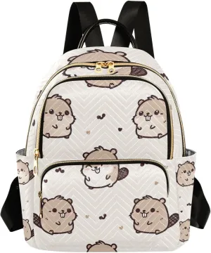 Mini Backpack for Women Happy Beaver Mini Backpack Purse Lightweight Small Daypack, 8.5L
