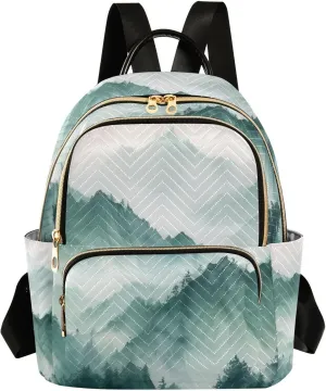 Mini Backpack for Women Smoky Green Mountains Mini Backpack Purse Lightweight Small Daypack, 8.5L