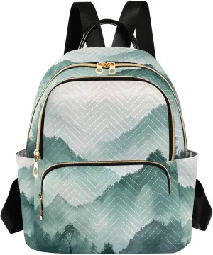 Mini Backpack for Women Smoky Green Mountains Mini Backpack Purse Lightweight Small Daypack, 8.5L