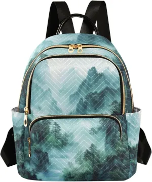 Mini Backpack for Women Smoky Green Mountains Mini Backpack Purse Lightweight Small Daypack, 8.5L