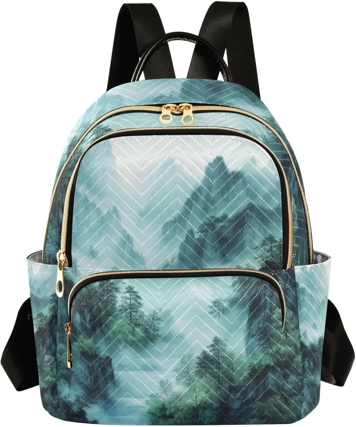 Mini Backpack for Women Smoky Green Mountains Mini Backpack Purse Lightweight Small Daypack, 8.5L