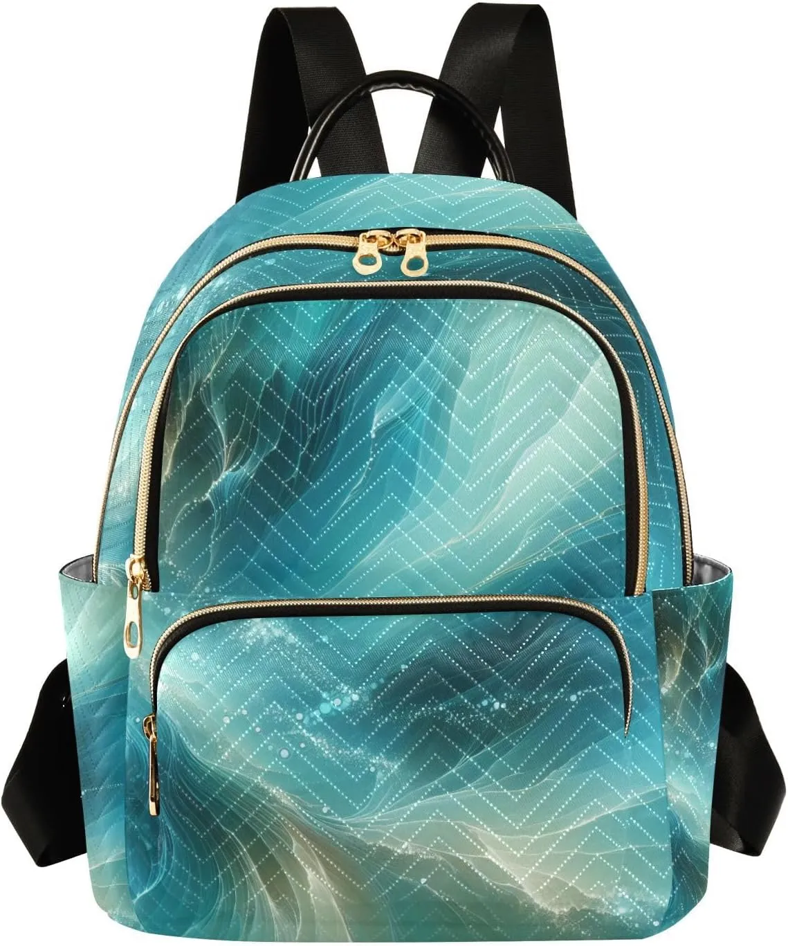 Mini Backpack for Women Turquoise Diagonal Abstraction Mini Backpack Purse Lightweight Small Daypack, 8.5L
