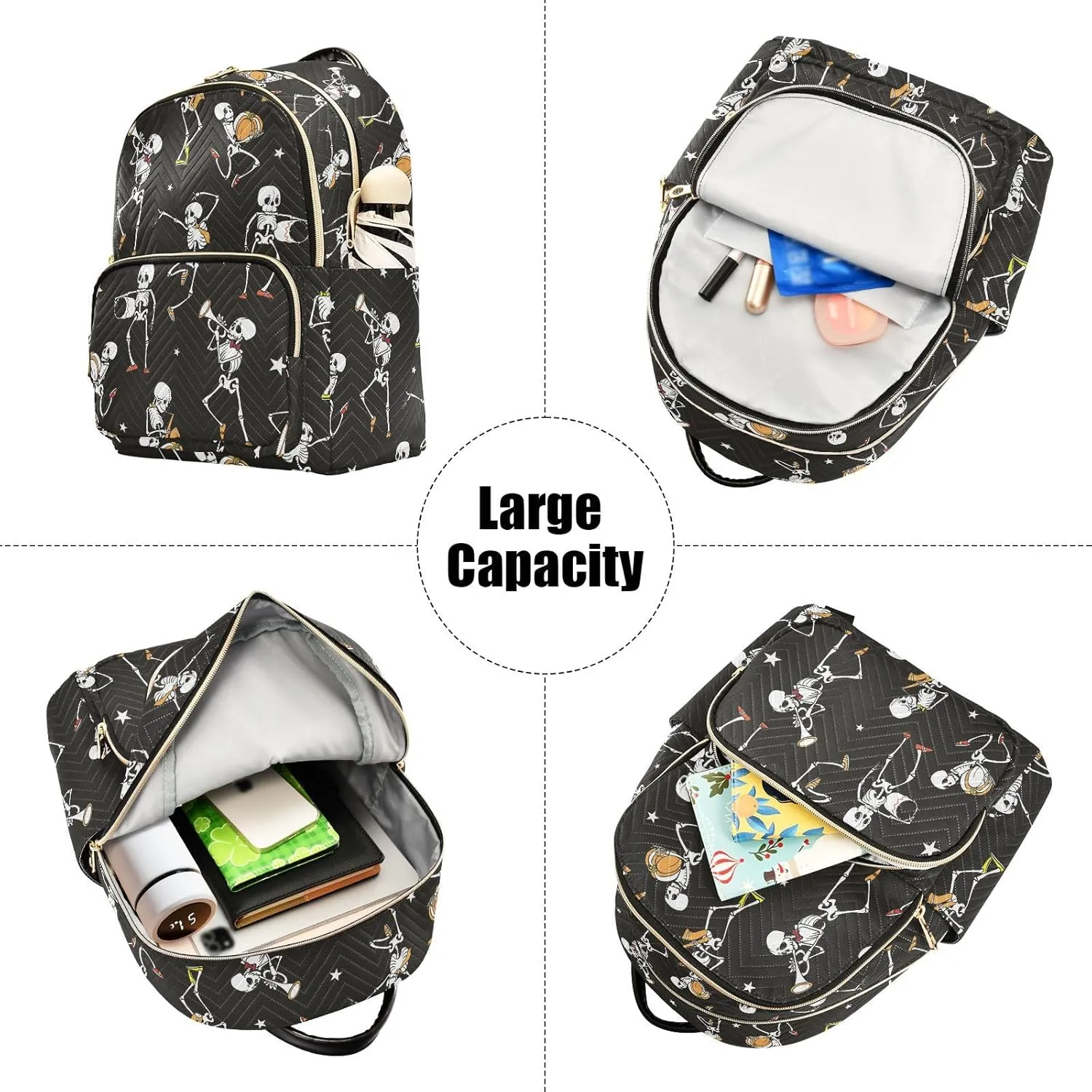 Mini Backpack Gothic Skull Fashion Backpack Purse for Women,Handbag Shoulder Bag Casual Daypack, Ladies Gift for College Work（S）
