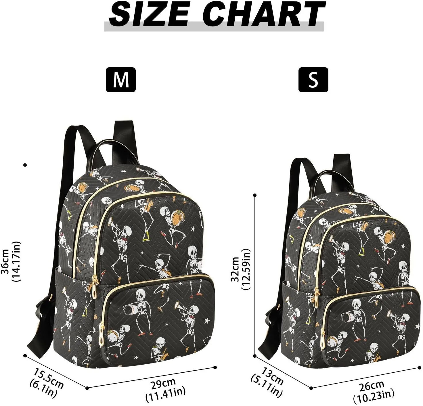 Mini Backpack Gothic Skull Fashion Backpack Purse for Women,Handbag Shoulder Bag Casual Daypack, Ladies Gift for College Work（S）
