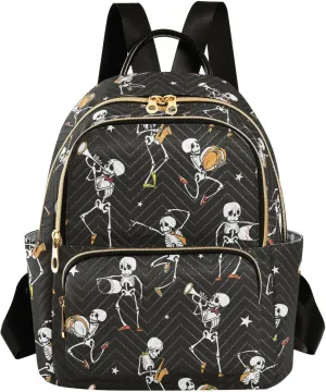 Mini Backpack Gothic Skull Fashion Backpack Purse for Women,Handbag Shoulder Bag Casual Daypack, Ladies Gift for College Work（S）
