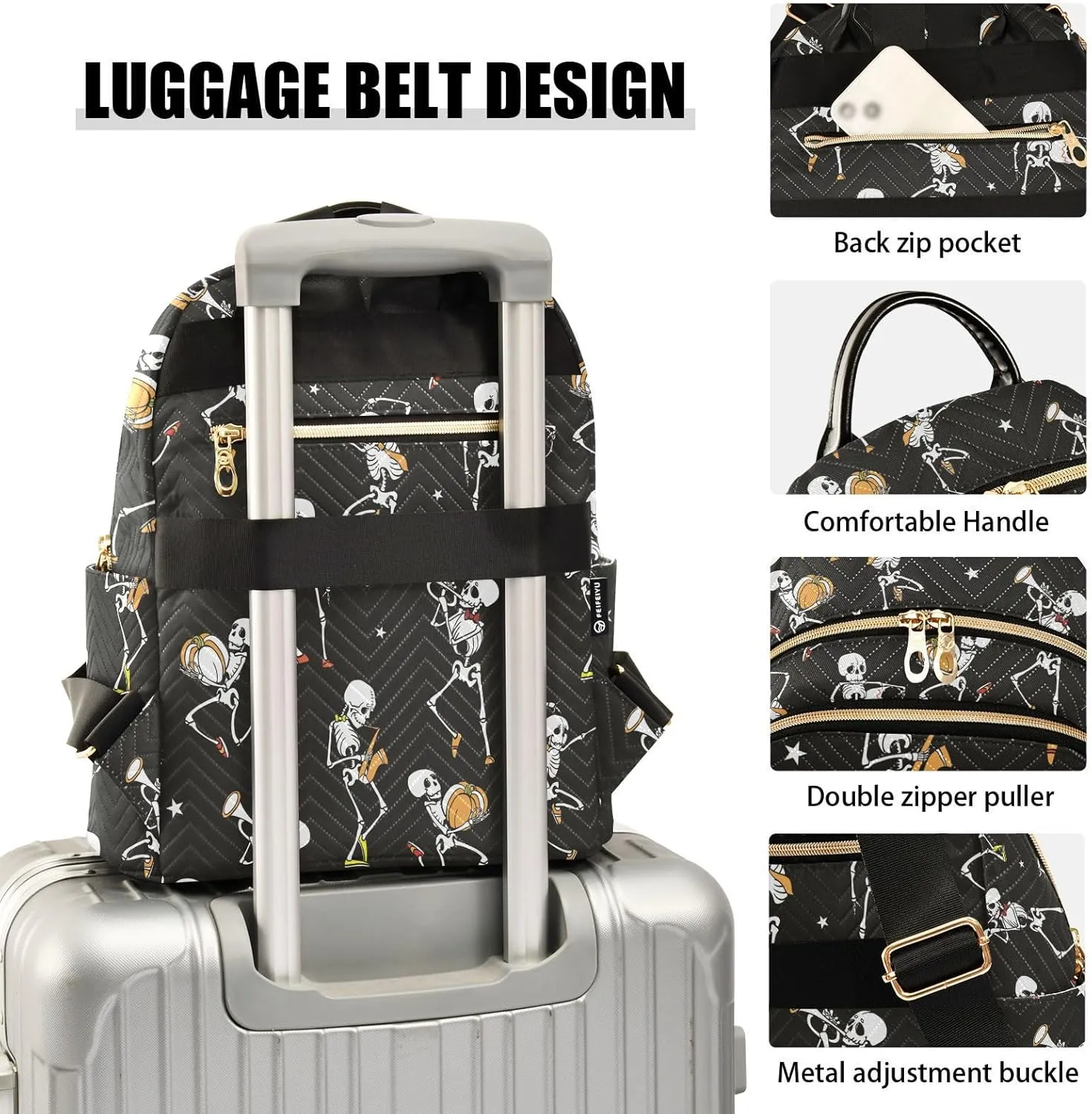 Mini Backpack Gothic Skull Fashion Backpack Purse for Women,Handbag Shoulder Bag Casual Daypack, Ladies Gift for College Work（S）
