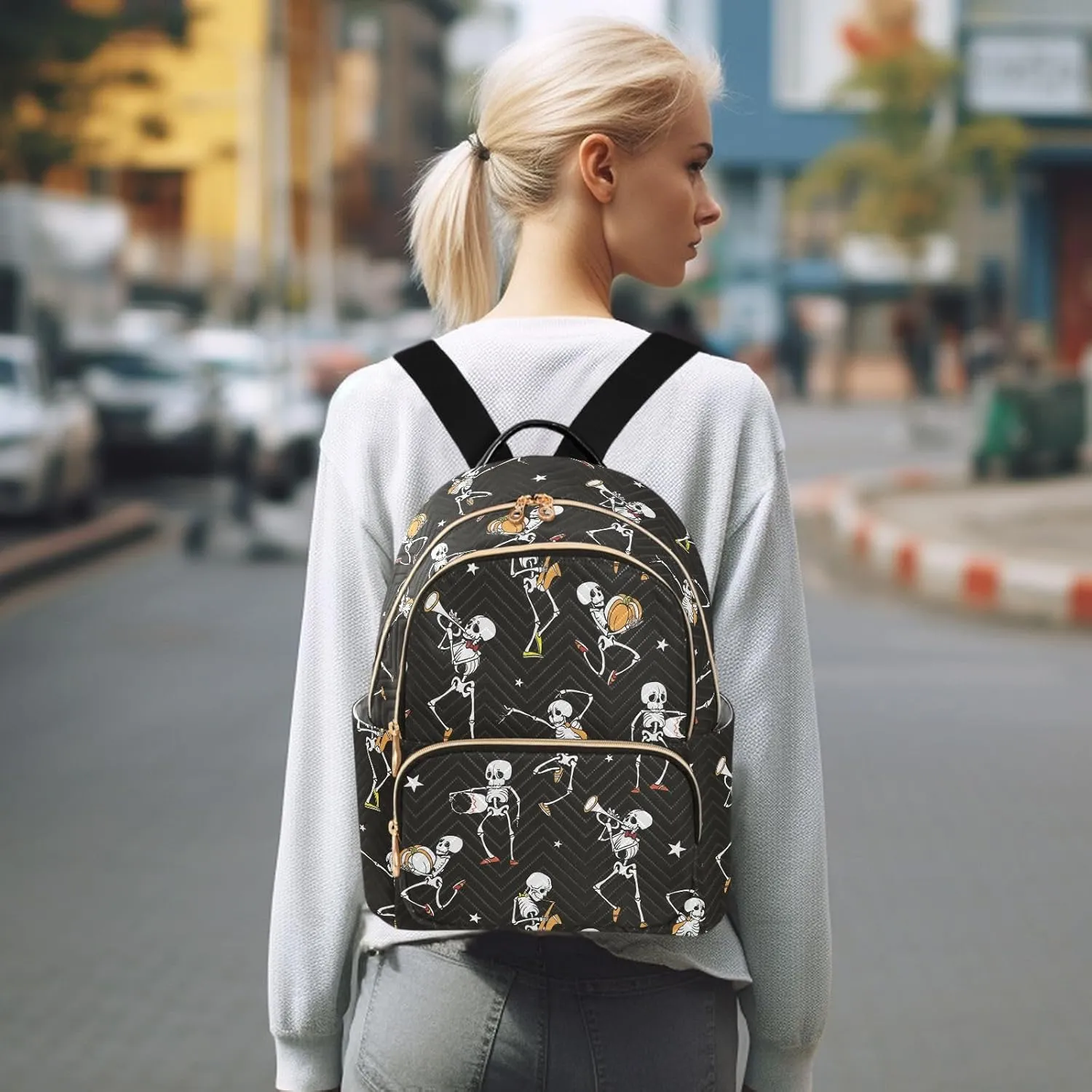 Mini Backpack Gothic Skull Fashion Backpack Purse for Women,Handbag Shoulder Bag Casual Daypack, Ladies Gift for College Work（S）