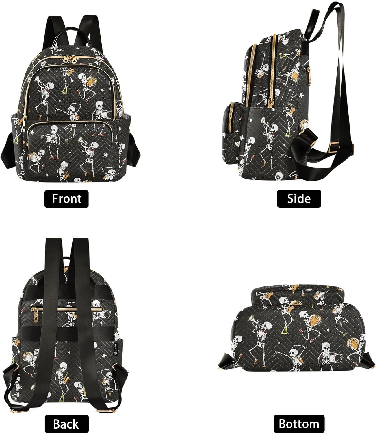 Mini Backpack Gothic Skull Fashion Backpack Purse for Women,Handbag Shoulder Bag Casual Daypack, Ladies Gift for College Work（S）