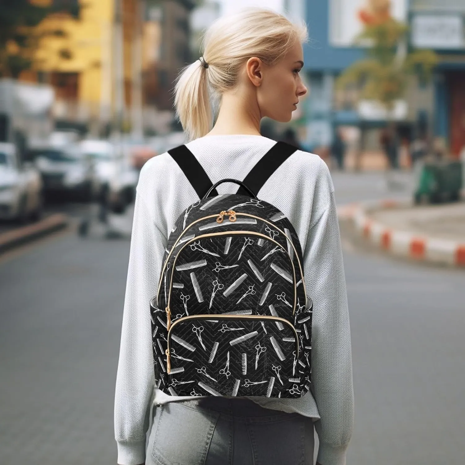Mini Backpack Purse for Girls Hair Stylist Hairdressing Comb Casual Travel Daypacks Shoulder Bag for Ladies Women