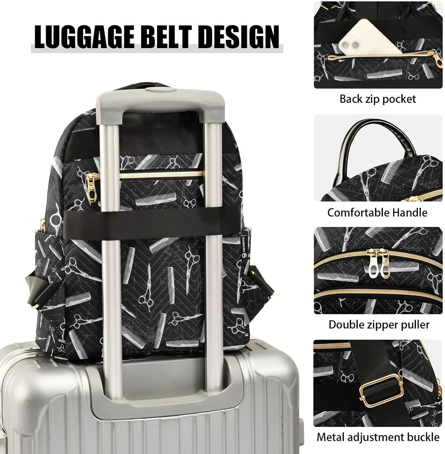Mini Backpack Purse for Girls Hair Stylist Hairdressing Comb Casual Travel Daypacks Shoulder Bag for Ladies Women