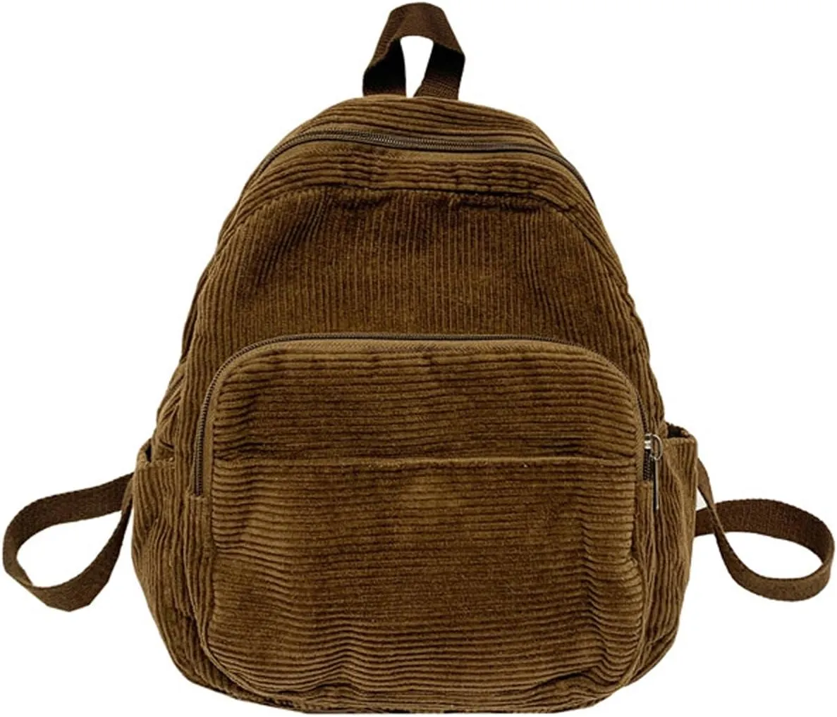 Mini Corduroy Backpack for Women - Cute Aesthetic Travel Purse (Brown)