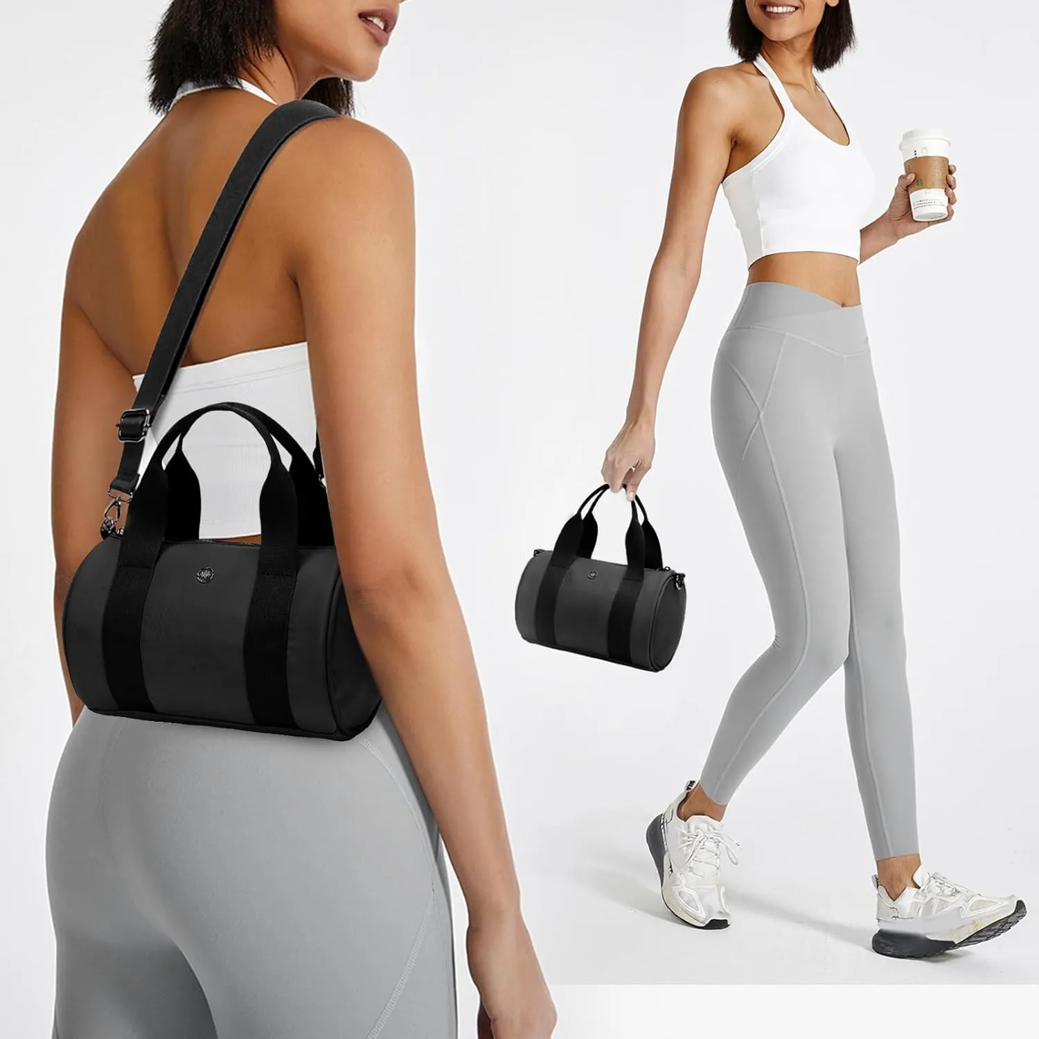 Mini Gym Bag Small Barrel Duffle Crossbody Bags Tote for Women Men Workout Bag Lightweight for Weekender Travel Sports Yoga Fitness Dance