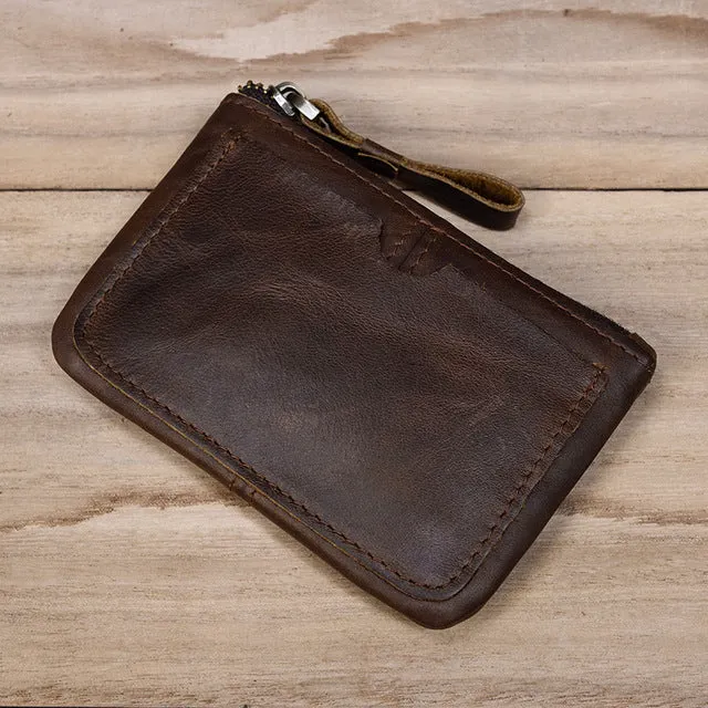 Mini Short  Genuine Leather Zipper Coin Wallet
