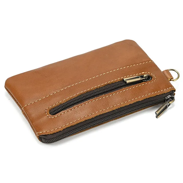 Mini Short  Genuine Leather Zipper Coin Wallet