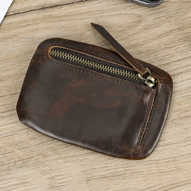 Mini Short  Genuine Leather Zipper Coin Wallet