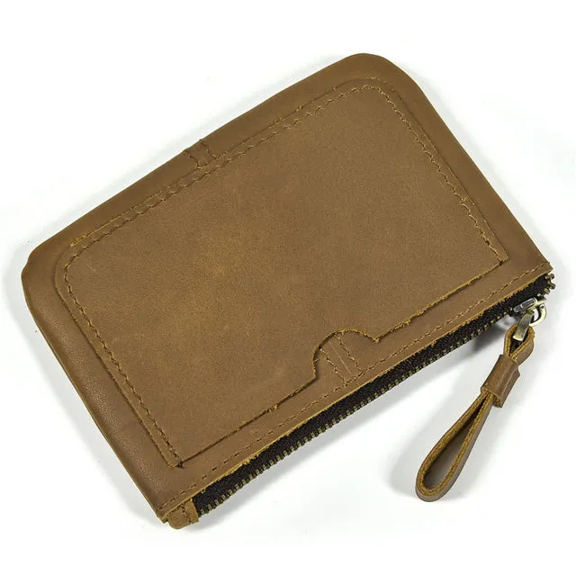 Mini Short  Genuine Leather Zipper Coin Wallet