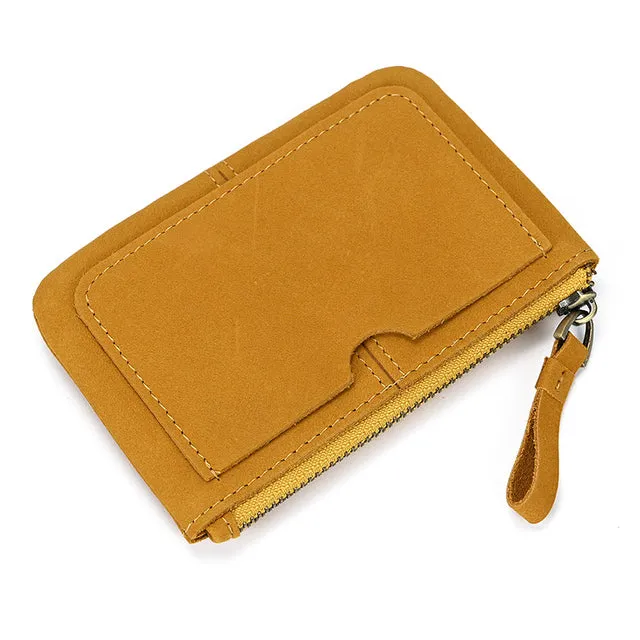 Mini Short  Genuine Leather Zipper Coin Wallet