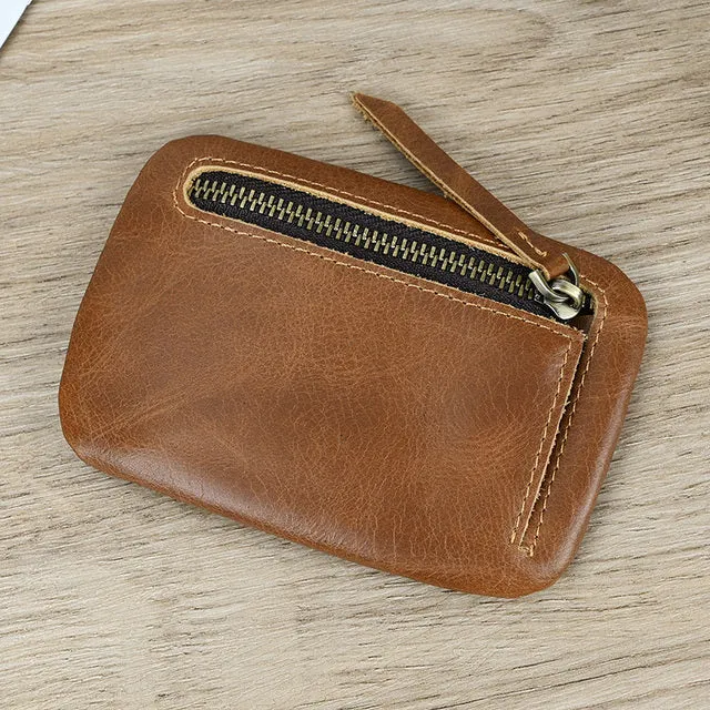 Mini Short  Genuine Leather Zipper Coin Wallet