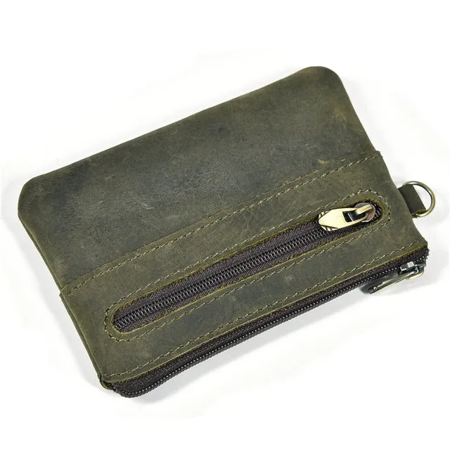 Mini Short  Genuine Leather Zipper Coin Wallet