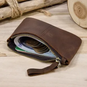 Mini Short  Genuine Leather Zipper Coin Wallet