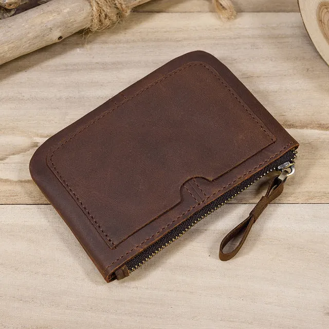 Mini Short  Genuine Leather Zipper Coin Wallet