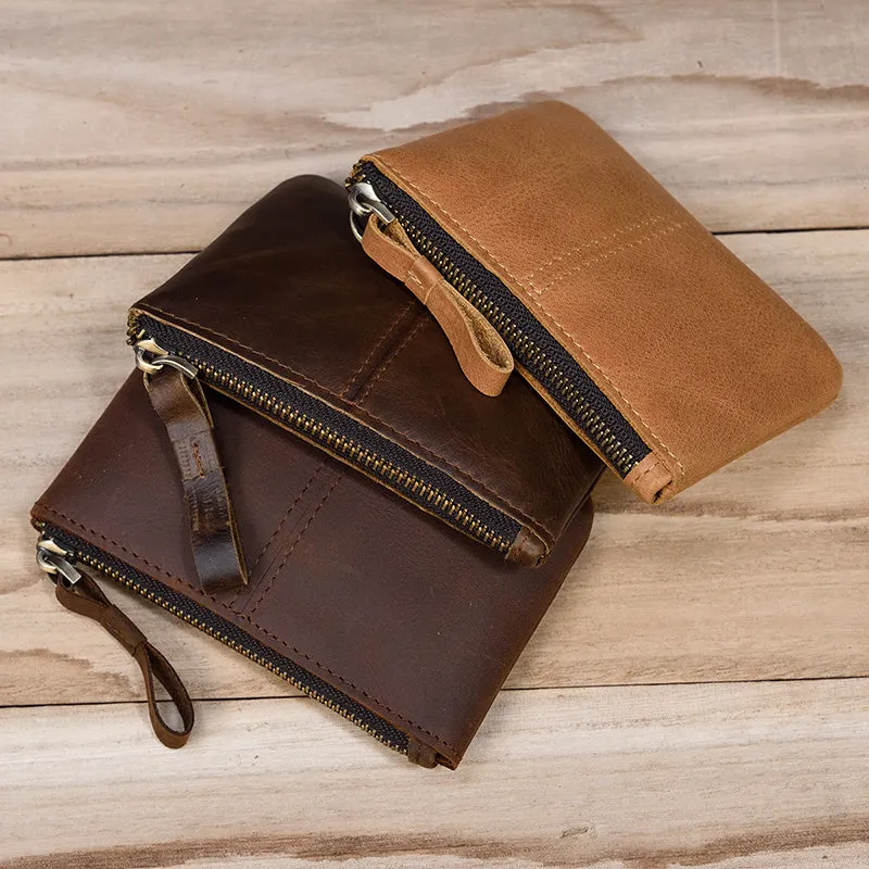 Mini Short  Genuine Leather Zipper Coin Wallet